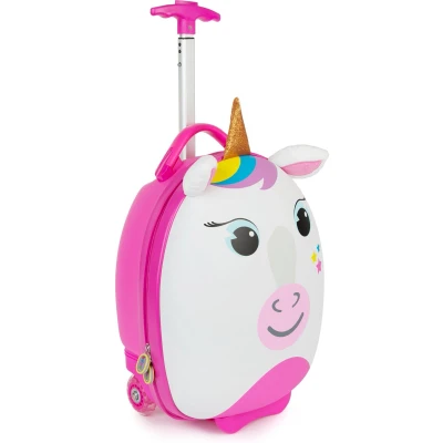 Afbeelding van Kindertrolley eenhoorn handbagage lichtgewicht duurzame hardcase 17L kinderkoffer met wieltjes verstelbare handgreep