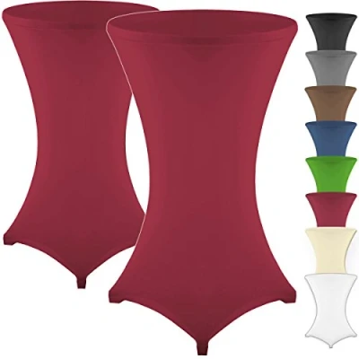 Afbeelding van Gräfenstayn Set van 2 stretch statafelhoezen Diana met Öko Tex certificering, voetversterking, in vele kleuren en maten Ø60 65cm / Ø70 75cm Ø80 85cm (Bordeaux, 65cm)