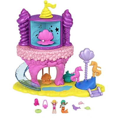 Afbeelding van Polly Pocket Pollyville GYK42 Sprookjeswereld set met minifiguren en zeemeermin, 15 verrassingsaccessoires, speelgoed voor kinderen,
