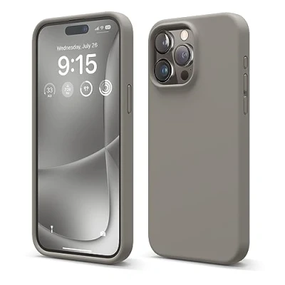 Afbeelding van elago Vloeibare siliconen hoesje compatibel met iPhone 15 Pro Max, van hoge kwaliteit, integraal beschermend omhulsel [4 laags schokbestendige structuur], zachte anti kras microvezel voering