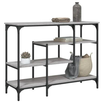 Afbeelding van Wandtafel met schappen 100x35x75 cm grijs sonoma eikenkleurig