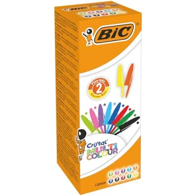 Afbeelding van BIC Cristal Multicolour balpen, brede punt (1,6 mm), verschillende kleuren, 20 stuks