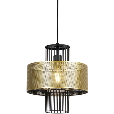Afbeelding van QAZQA tess Design Hanglamp 1 lichts Ø 30 cm Zwart Goud Woonkamer Slaapkamer Keuken