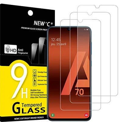 Afbeelding van NEW&#039;C 3 stuks gehard glas voor Samsung Galaxy A70, displaybeschermfolie krasbestendig zonder luchtbellen extreem robuust (0,33 mm HD ultra transparant) hardheid 9H