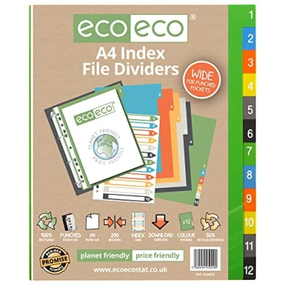 Afbeelding van eco Register A4, 50% gerecycled, 12 stuks