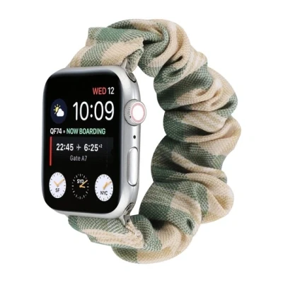 Afbeelding van Apple Watch Elastisch scrunchie nylon bandje Khaki / Groen Geschikt voor 38mm 40mm 41mm