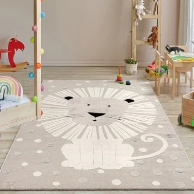 Afbeelding van the carpet Jungle Kids Kindertapijt, zacht, duurzaam, 3D effect, onderhoudsvriendelijk, leeuw, 160 x 230 cm