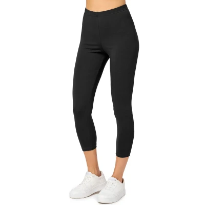 Afbeelding van Merry Style MS MS10 199 LE Dames Capri Leggings Sport Vrijetijdsbroek 3/4 Lengte Katoen Sporbroek Yogabroek Zwart XS