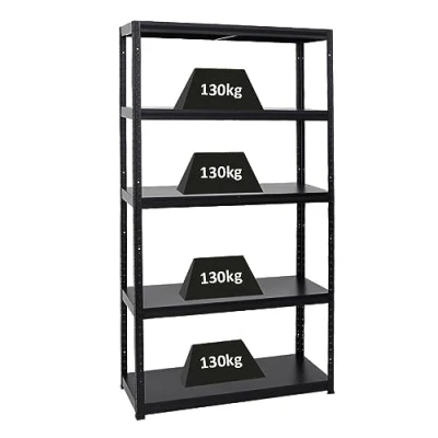 Afbeelding van PROREGAL Steel Eagle Metalen rek 180 x 100 40 cm, belastbaar tot 130 kg, zwart, voor zware lasten, keuken, kelder, insteekbaar, garage