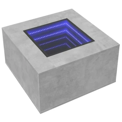 Image de vidaXL Table basse avec LED gris béton 60x60x40 cm bois d&#039;ingénierie847570