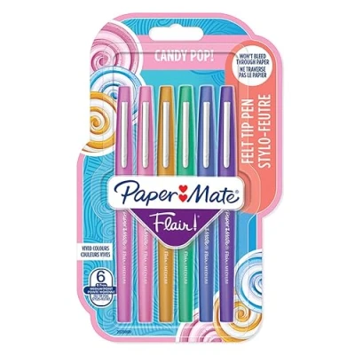 Afbeelding van Fineliner Paper Mate Flair Candypop assorti 1.0mm blister à 6 stuks