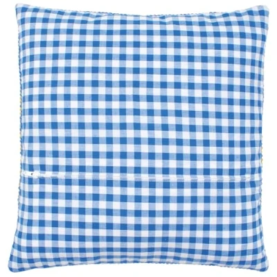 Afbeelding van Kussenrug met rits blauwe ruit (30x30)