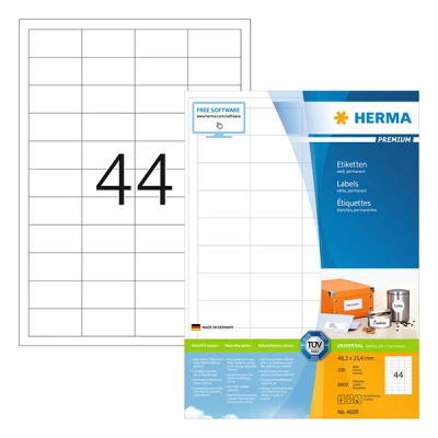 Image de Herma Premium 4608 étiquettes adhésives permanentes 48,3 x 25,4 mm (8800 étiquettes) blanc