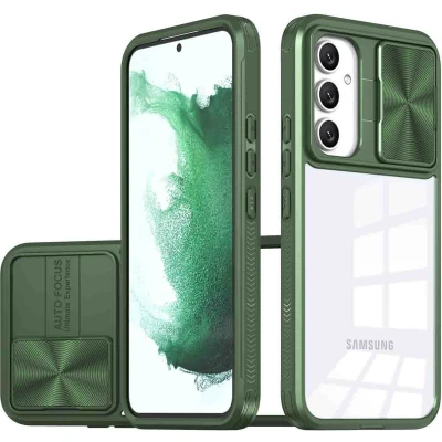 Afbeelding van iMoshion Hoesje Geschikt voor Samsung Galaxy A54 (5G) Camslider Backcover Donkergroen