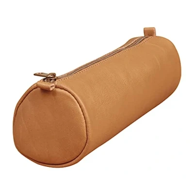 Afbeelding van Clairefontaine 77019C Een rond etui van echt zwart lamsleer, 18,5 cm x 4 diameter, collectie Age Bag