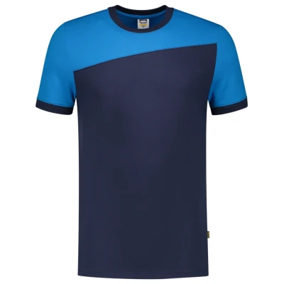 Afbeelding van Tricorp 102006 T Shirt Bicolor Naden Inkt/Turquoise