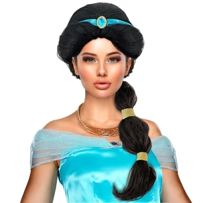 Afbeelding van W WIDMANN MILANO Party Fashion Zwarte Arabische Prinses Pruik Synthetisch Haar Lange Sprookjes