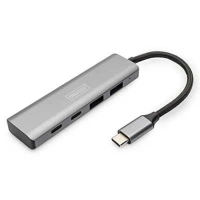Afbeelding van Digitus DA 70245 USB 3.1 Gen 1 hub 4 poorten Met aluminium behuizing Donkergrijs