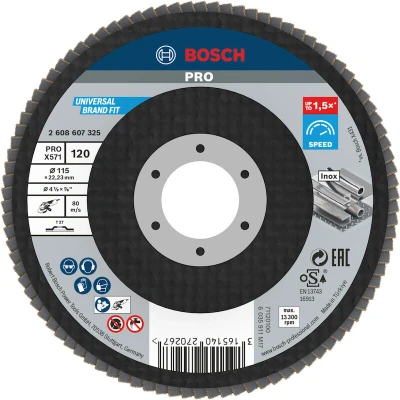 Afbeelding van Bosch lamellenschuurschijf X571 K120 115 x 22,2mm recht