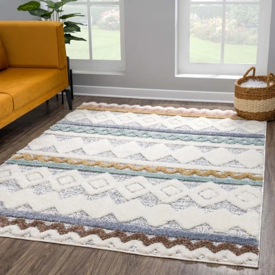 Afbeelding van Vloerkleed Focus Hoogpolig Fluffy Scandinavisch Multi 120x170 cm Rechthoek Polypropyleen Tapijtenloods