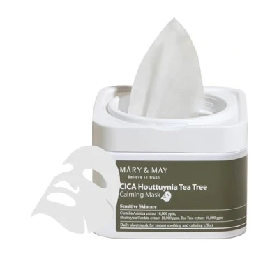 Afbeelding van Mary &amp; May CICA Houttuynia Tea Tree Calming Mask 30 pcs [Korean Skincare]