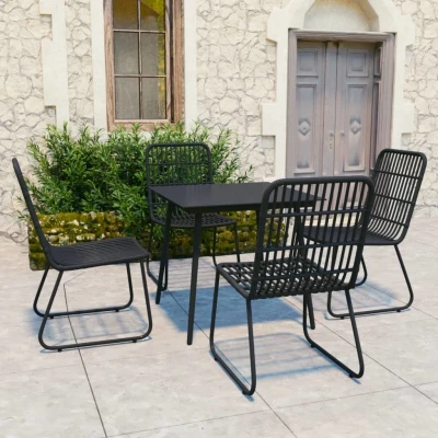 Afbeelding van 5 delige Tuinset poly rattan en glas