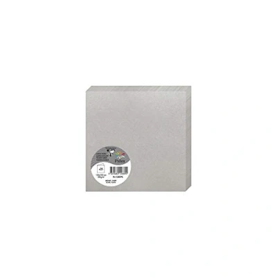 Afbeelding van Clairefontaine 12889C verpakking met 25 dubbele kaarten vierkant formaat 13,5 x cm 210 g/m² kleur zilver uitnodigingskaarten voor evenementen en overeenstemming serie pollen premium papier glad