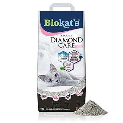 Afbeelding van Biokat&#039;s Diamond Care Fresh 10 L Kattenbakvulling Klontvormend Babypoeder geur Aktieve kool