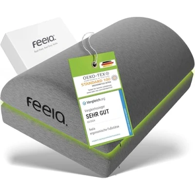 Afbeelding van feela.® Ergonomische voetensteun voor bureau &amp; dergelijke als of op kantoor te gebruiken Voetsteun In hoogte verstelbaar (zwart)