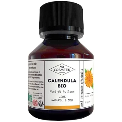 Afbeelding van MY COSMETIK Calendula oliemaceraat BIO AB uit biologische landbouw 100% zuiver en natuurlijk Gemaakt in Frankrijk Ontstekingsremmend, antioxidant 50 ml