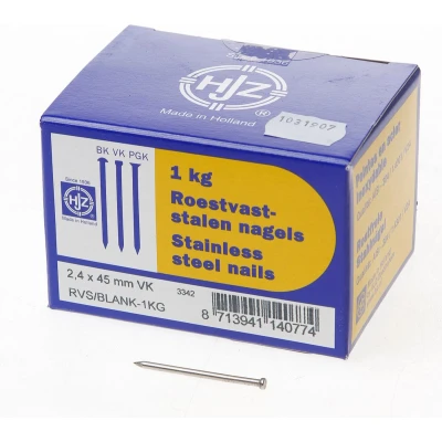 Afbeelding van Hjz RVS nagels verloren kop 2.4 x 45mm 1kg