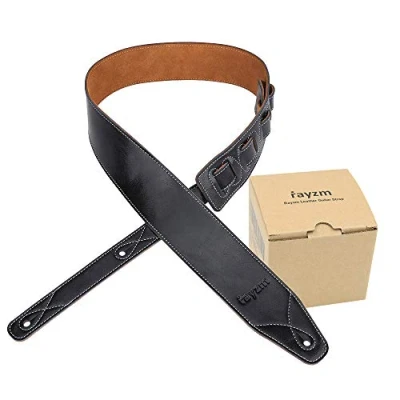 Afbeelding van rayzm Suède gevoerde gitaar en basriem, hoogwaardige echt lederen riem voor akoestische/elektrische of basgitaar. 6,5 cm breedte lengte verstelbaar van 108 tot 140