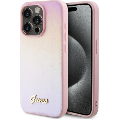 Afbeelding van Guess Iridescent Metal Script Back Case Apple iPhone 15 Pro (6.1&quot;) Roze