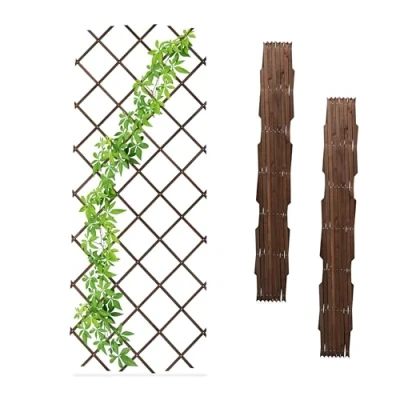 Afbeelding van trellis hout set van 3 180 x 90 cm muur klimplanten bruin