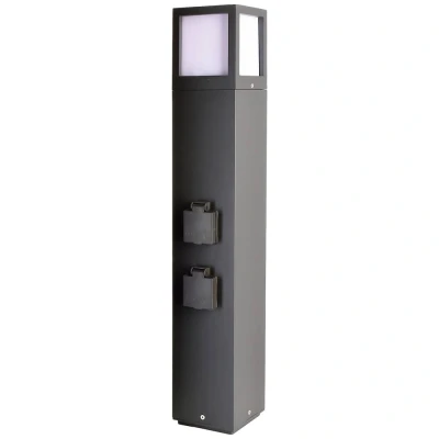 Afbeelding van Deko Light Facado Staande Lamp Padlamp met 2 stopcontacten 650mm E27 Fitting Antraciet
