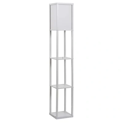 Afbeelding van HOMCOM Vloerlamp met planken Binnenverlichting E27 tot 40 W voor woonkamer/slaapkamer Wit hout 26 x 160 cm (Zonder lamp)