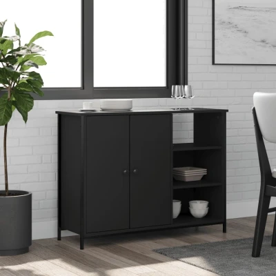 Afbeelding van Dressoir 100x33x75 cm bewerkt hout zwart