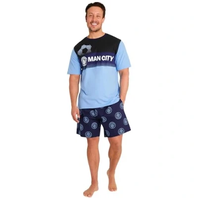 Afbeelding van Manchester City F.C. Korte katoenen pyjamaset voor heren, blauw/marineblauw, S, Blauw (Navy Blue)
