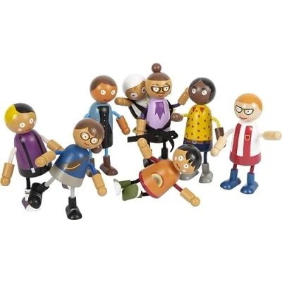 Afbeelding van Small Foot Houten Buigzame Poppenfamilie met Baby, 8st.
