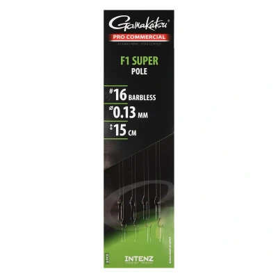 Afbeelding van Gamakatsu Pro Commercial Coars F1 Super Pole Barbless 15cm (8pcs) Maat : haak 16 0.13mm