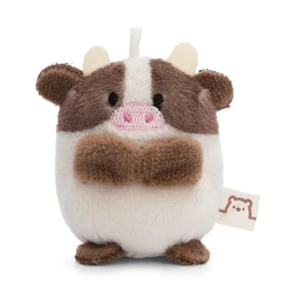 Afbeelding van pluche dier Moona koe, 5 cm, beige, knuffeldier, schattige knuffel om te knuffelen, spelen, voor kinderen en volwassenen, een geweldig cadeau idee