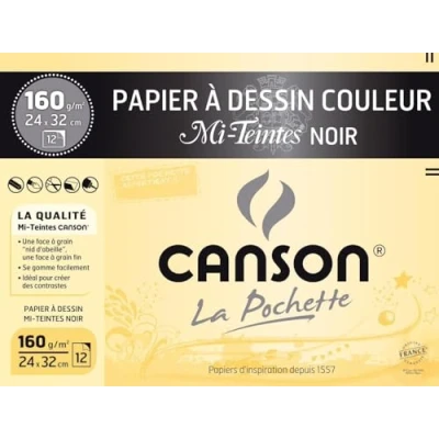 Image de Pochette de 12 feuilles Canson Mi teintes Noir