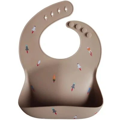 Afbeelding van Mushie Siliconen bib slabbetje rocket ship