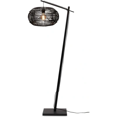 Afbeelding van GOOD&amp;MOJO Vloerlamp Madeira Bamboe/Rotan Zwart 74x48x176cm