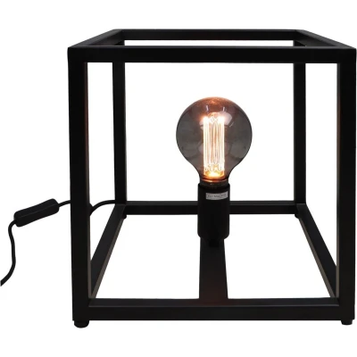 Afbeelding van Tafellamp Fremont vierkant frame 26x26x26 Gepoedercoat zwart Metaal