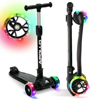 Afbeelding van Apollo KidsPro 4 Kinderstep Opvouwbare Step, in Hoogte Verstelbare Driewielige Led scooter, voor Kinderen vanaf 3 Jaar, Wielen, Jongens en Meisjes