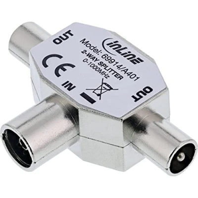 Afbeelding van InLine 69914 tussenstuk voor kabels 2xCoax Coax Zilver