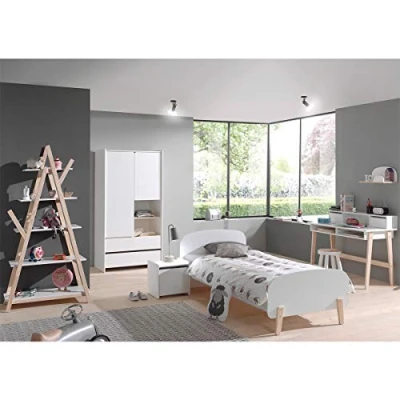 Afbeelding van Vipack Complete slaapkamer Kiddy met nachtkast, kast, bureau en boekenkast 90 x 200 cm wit