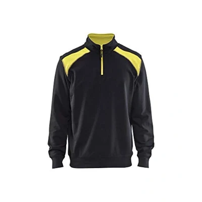 Afbeelding van Blaklader Sweatshirt bi colour met halve rits 3353 1158 Zwart/High Vis Geel XXL