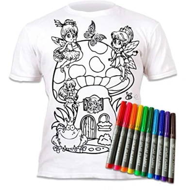 Afbeelding van Splat Planet T shirt om in te kleuren met 6 niet giftige wasbare magische pennen en wassen, Fee
